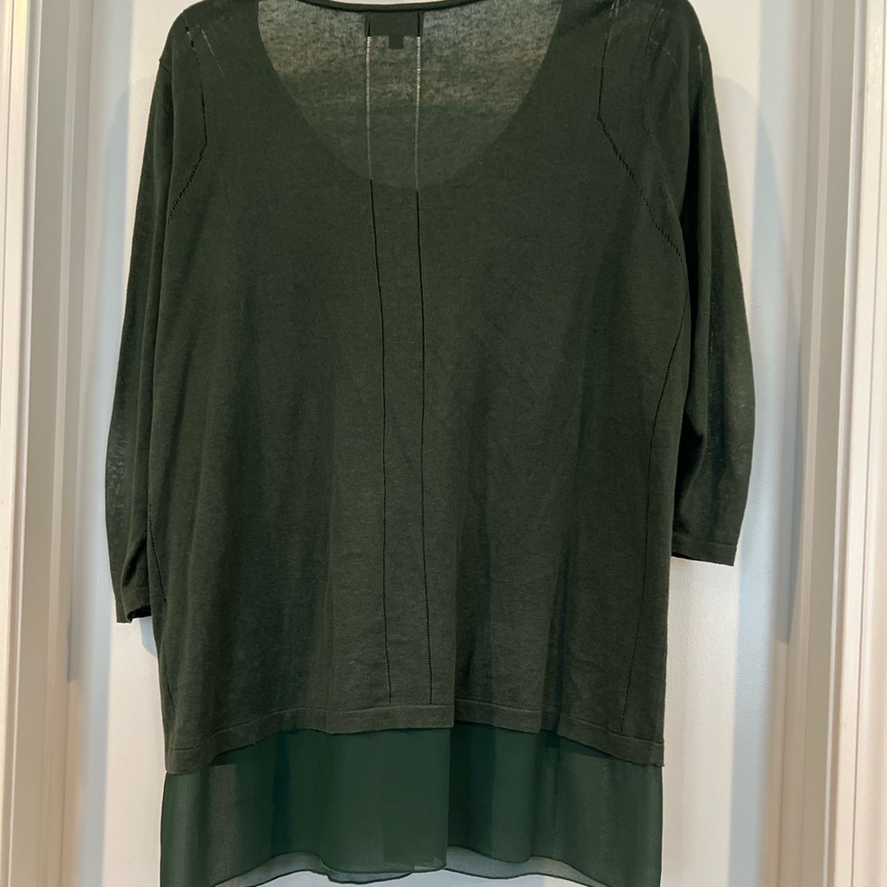 Stitch fix Cardigan with sheer accent extension panels at bottom extra coverage
